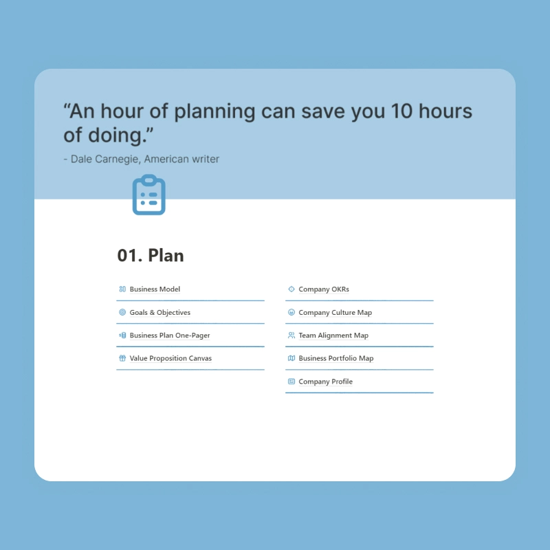 Notion Startup OS Plan page
